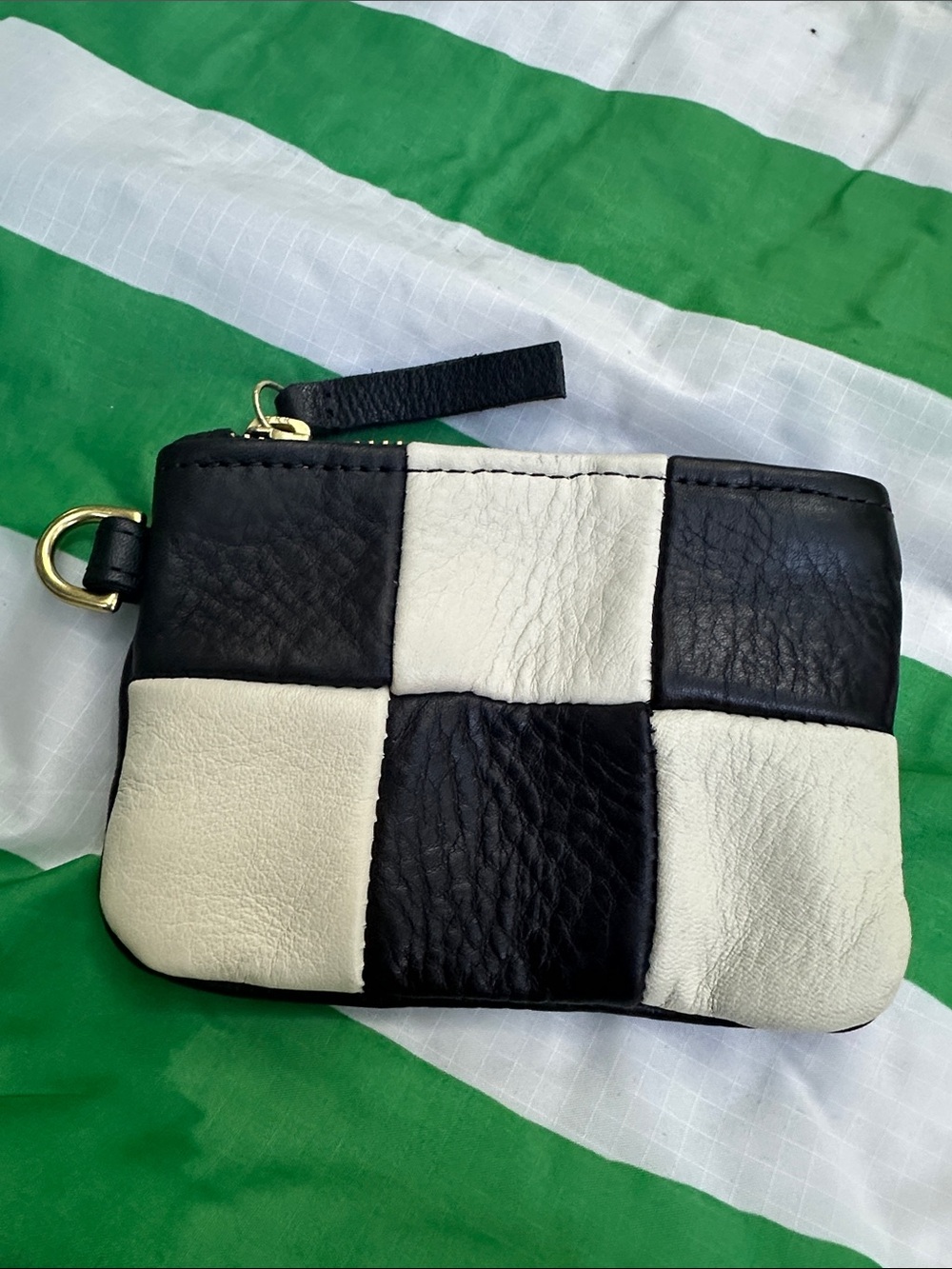 PRIMECUT leather patchwork zipper pouch